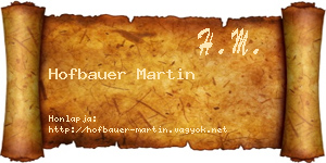 Hofbauer Martin névjegykártya